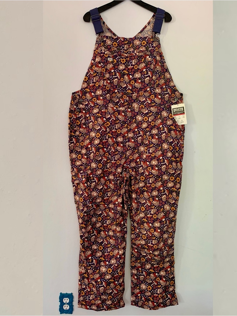 NWT XXL x31” Duluth Heirloom Gardening Bib Overalls Dusk Blue Fall Hedgehog Bibs